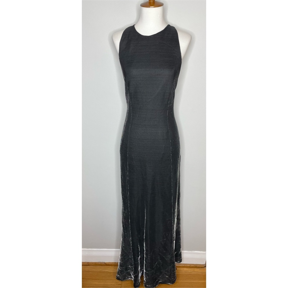 Vintage 90’s Metalic Silver Sparkle Open Back Gown Dresss